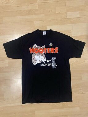 2006 Hooters Black Tee with Orange Logo and White Owl - Montreal